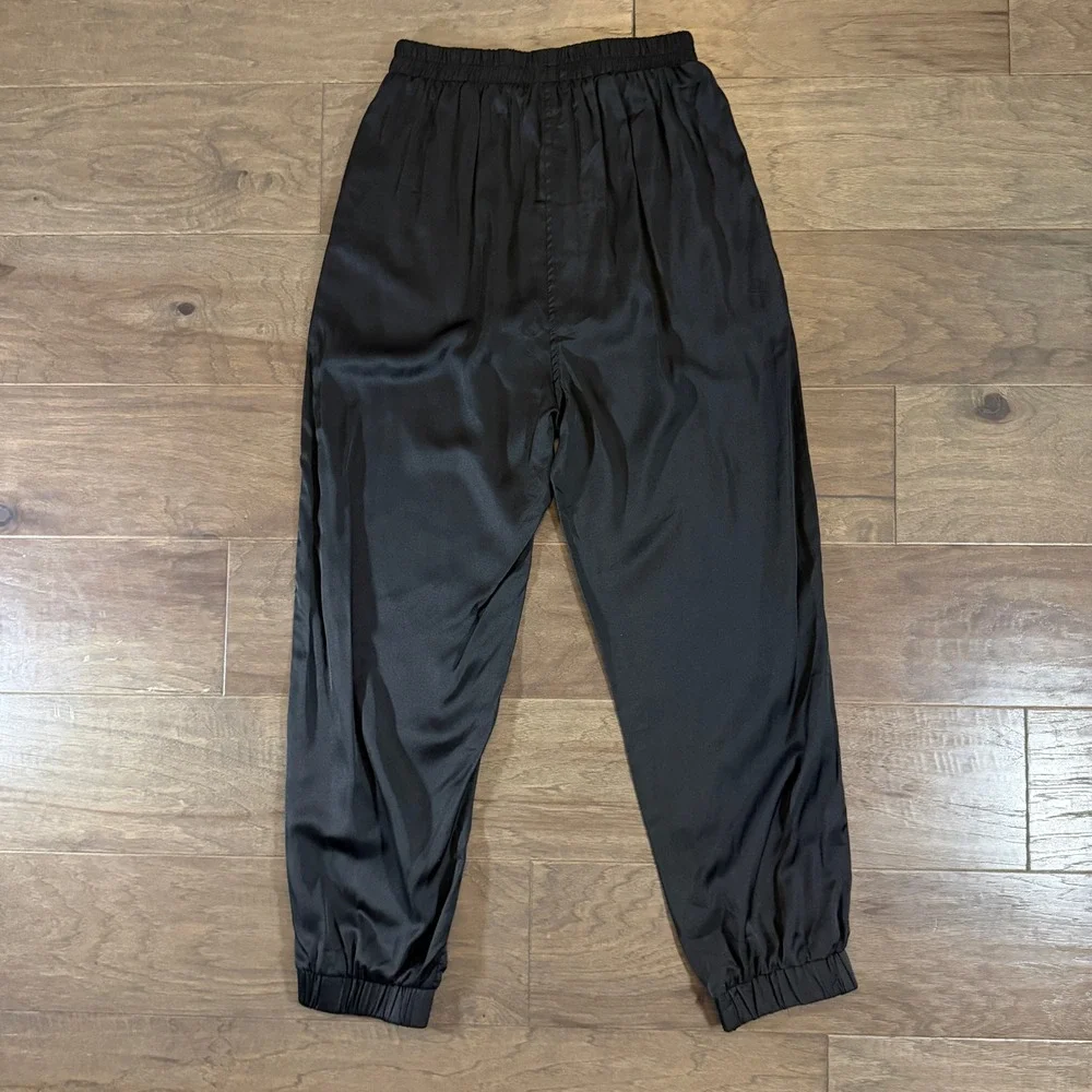Talulah Black Satin‎ Drawstring Jogger Pants S18319 Womens Large